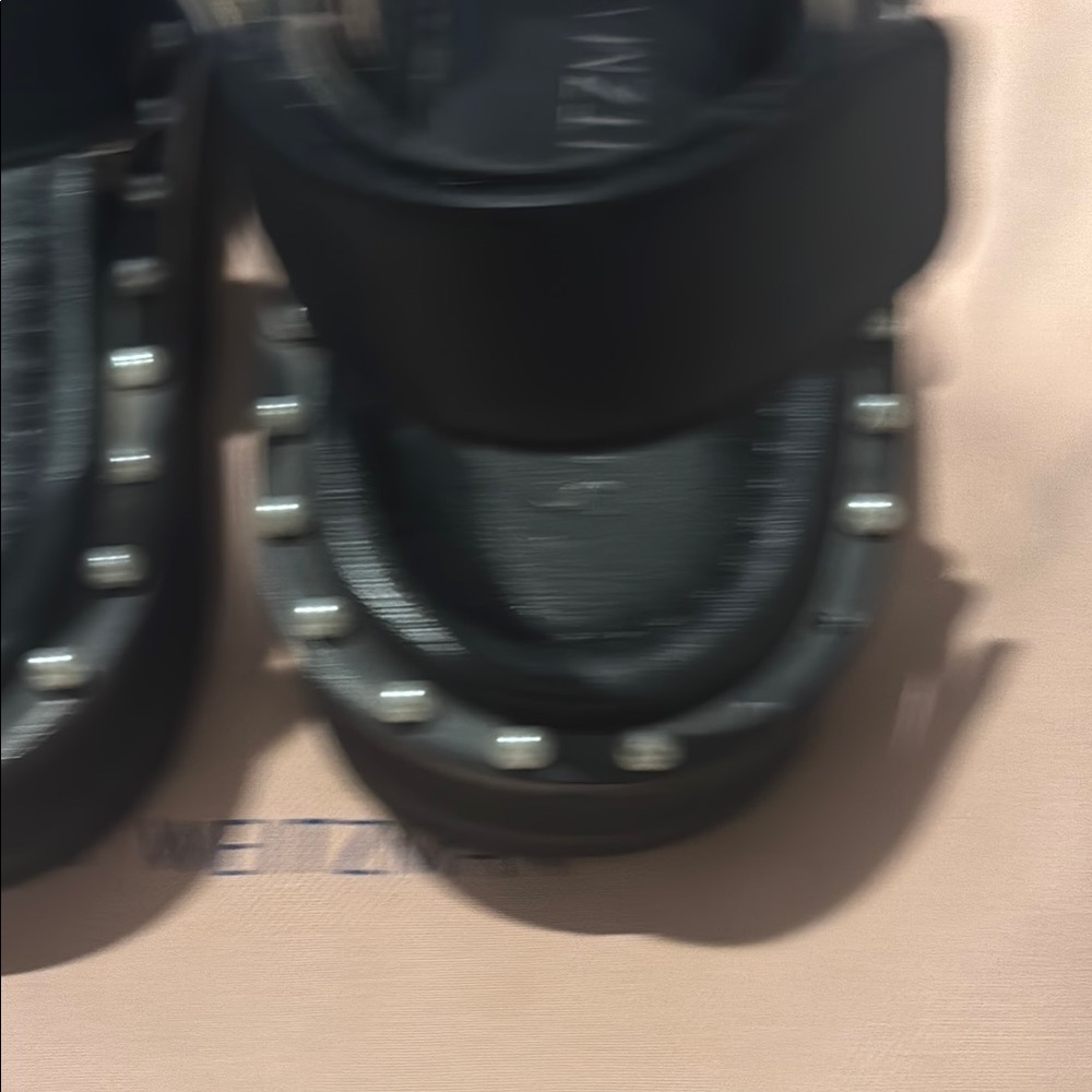 Stuart Weitzman Black Sandals with Silver Studs - Picture 4 of 8